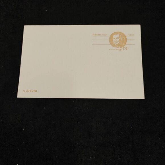 U. S. POST OFFICE VINTAGE ROBERT MORRIS 1981 DOMESTIC RATE .13 CENT POST CARD. - Picture 1 of 8